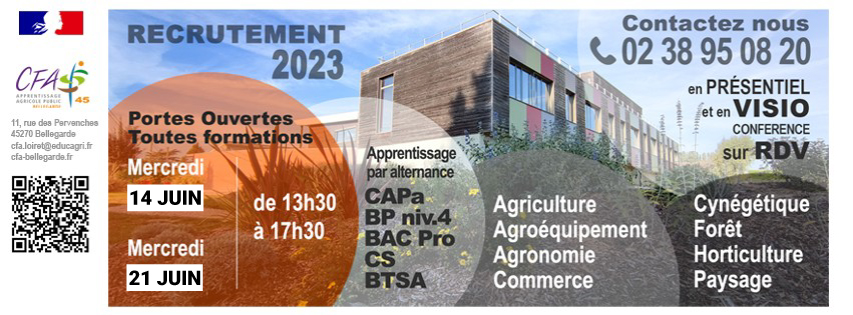 Portes Ouvertes Juin 2023 au CFA Agricole de Bellegarde FB-JPO-JUIN-2023